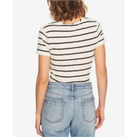 1.State Striped Twist-Front Top, White - Picture 3 of 5